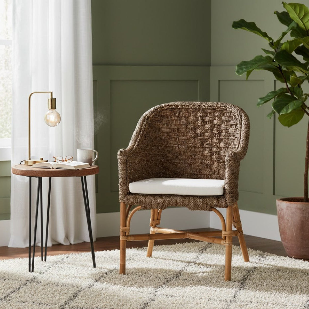 Modern European furniture - Woven Seagrass Bohemian Accent Chair - www.oroa.com