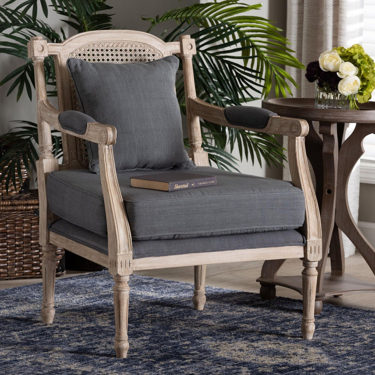 Modern European furniture - Carved Wood Framed Accent Chair - www.oroa.com