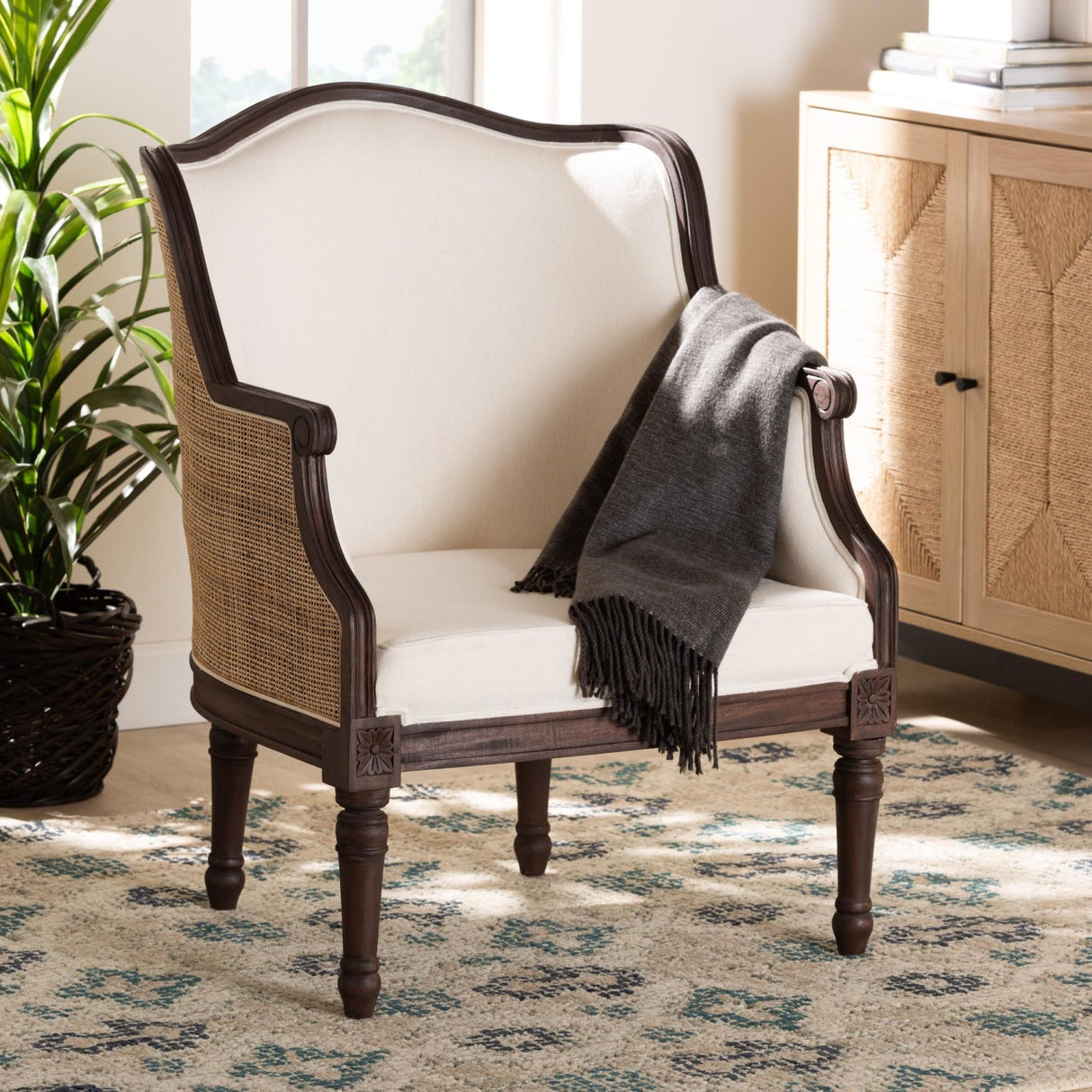 Modern European furniture - Beige Traditional French Accent Chair - www.oroa.com