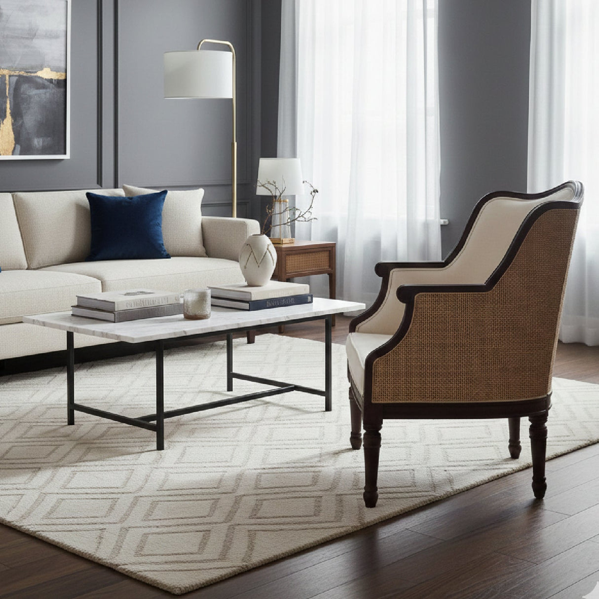 Modern European furniture - Beige Traditional French Accent Chair - www.oroa.com