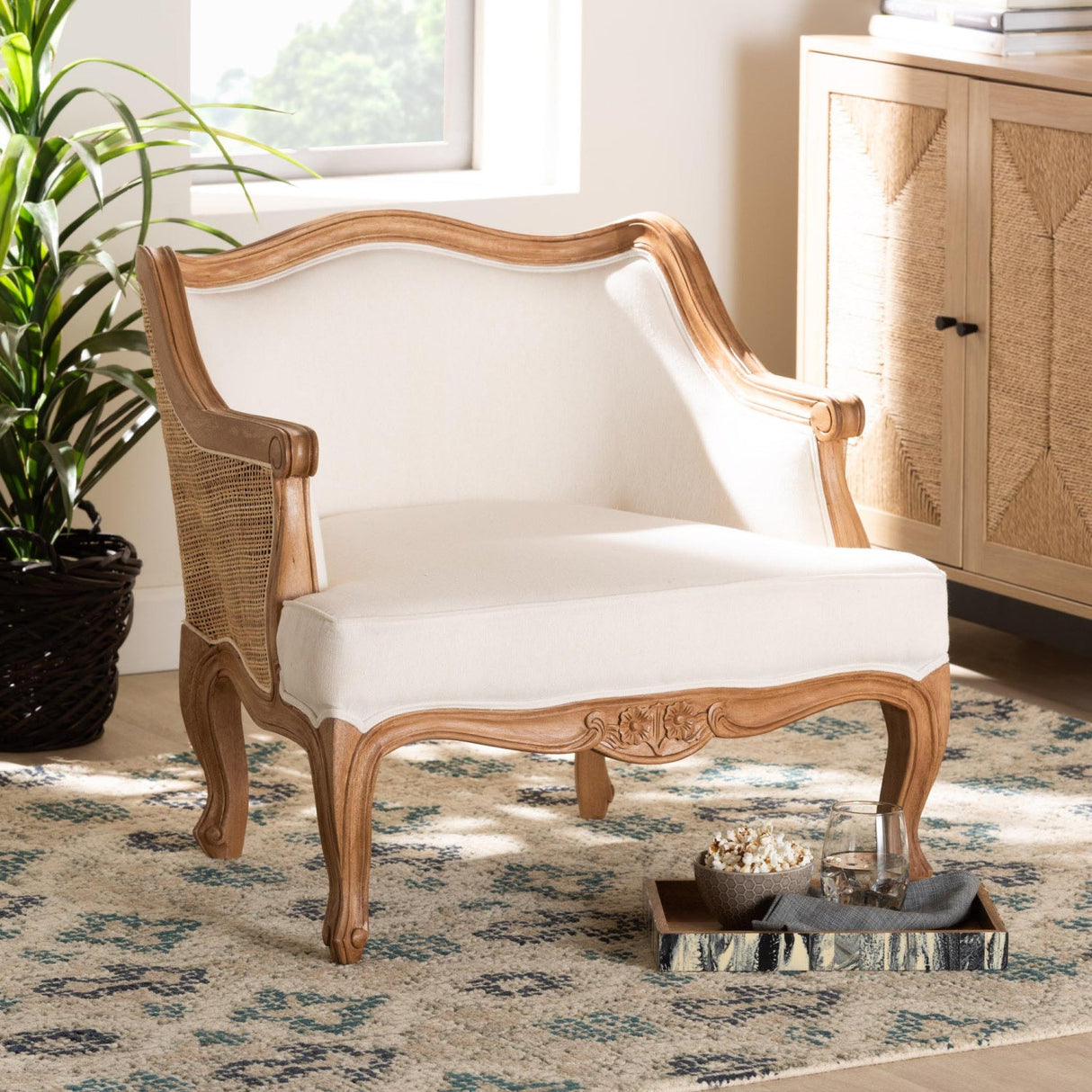Beige French Style Accent Chair | Bali Loom Sylvestra | Oroa.com