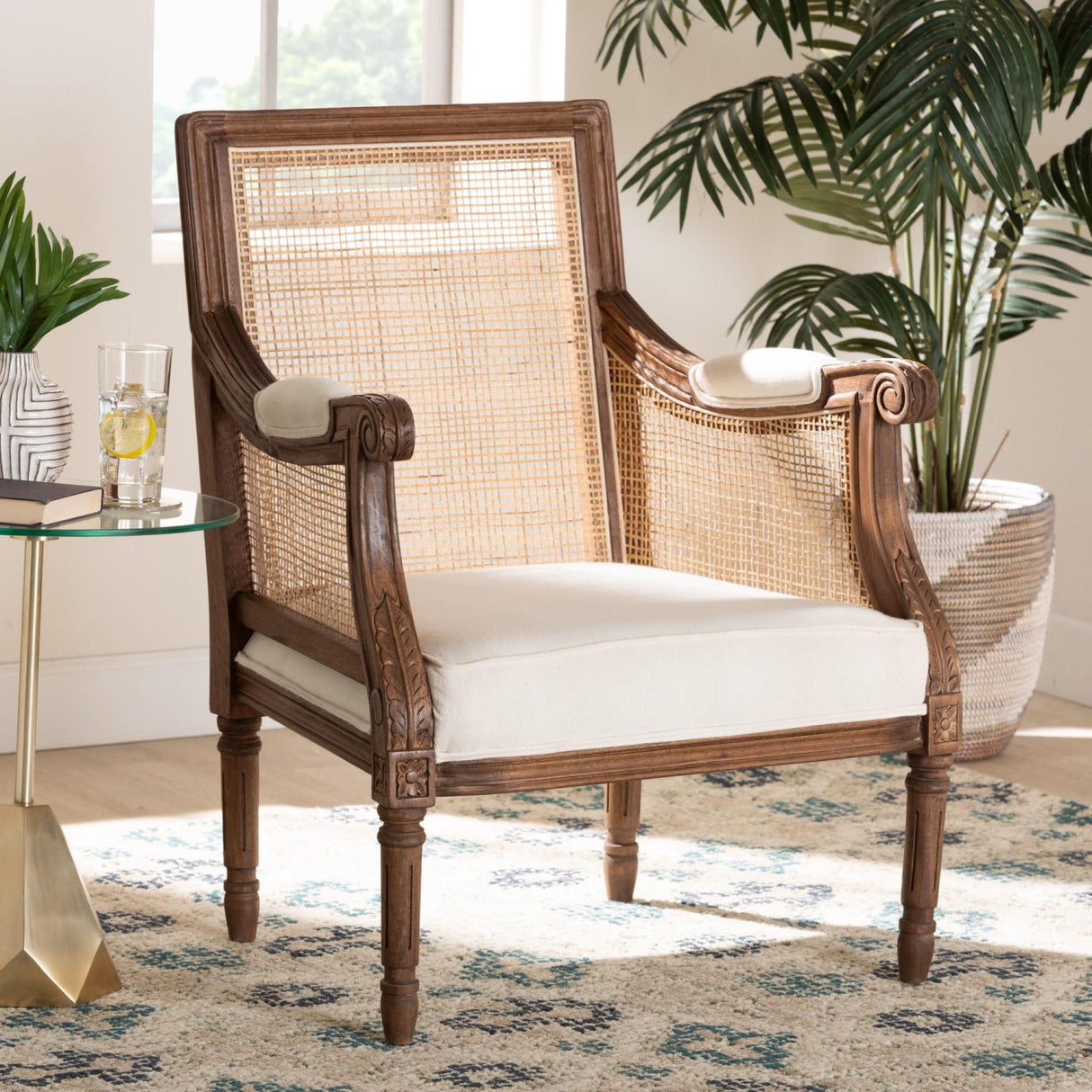 Wooden Padded Accent Chair | Bali Loom Desmond | Oroa.com