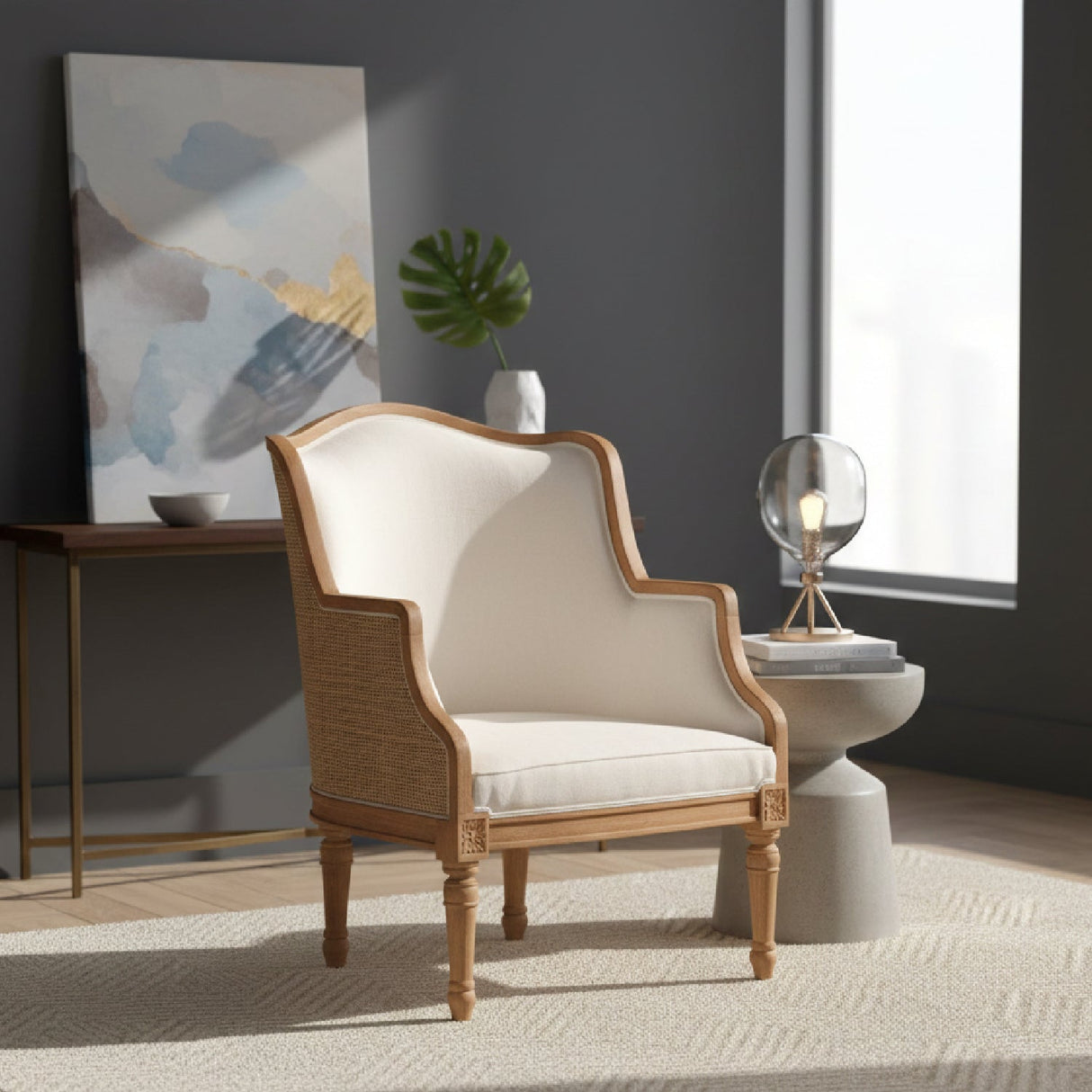 Modern European furniture - Woven Rattan French Accent Chair - www.oroa.com