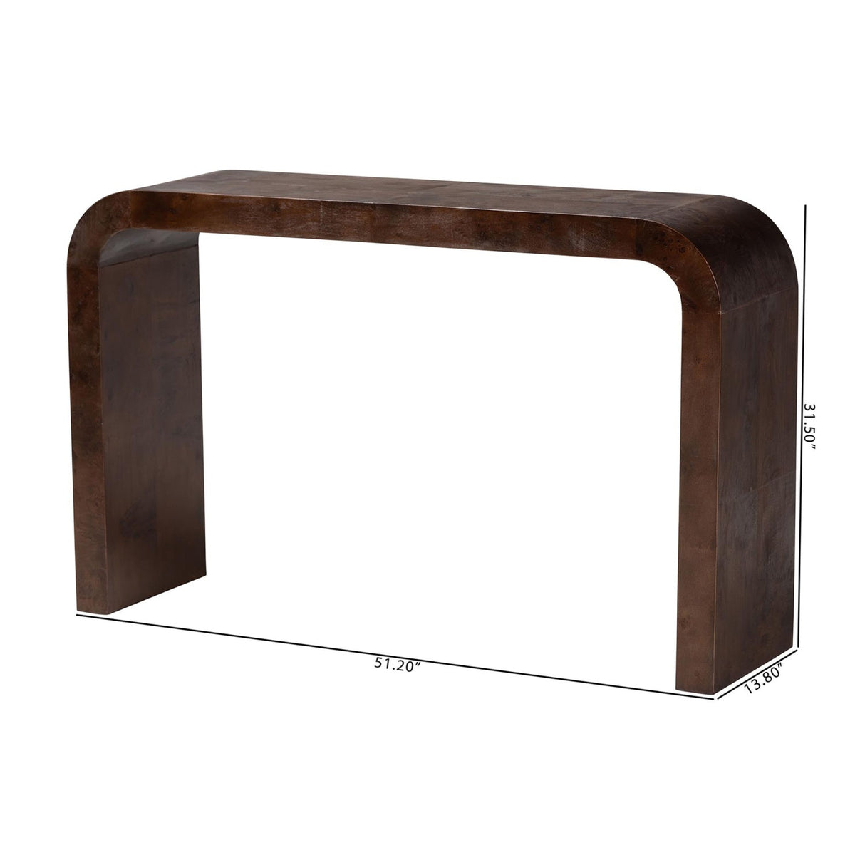 Modern European furniture - Burl Wood Waterfall Console Table - www.oroa.com