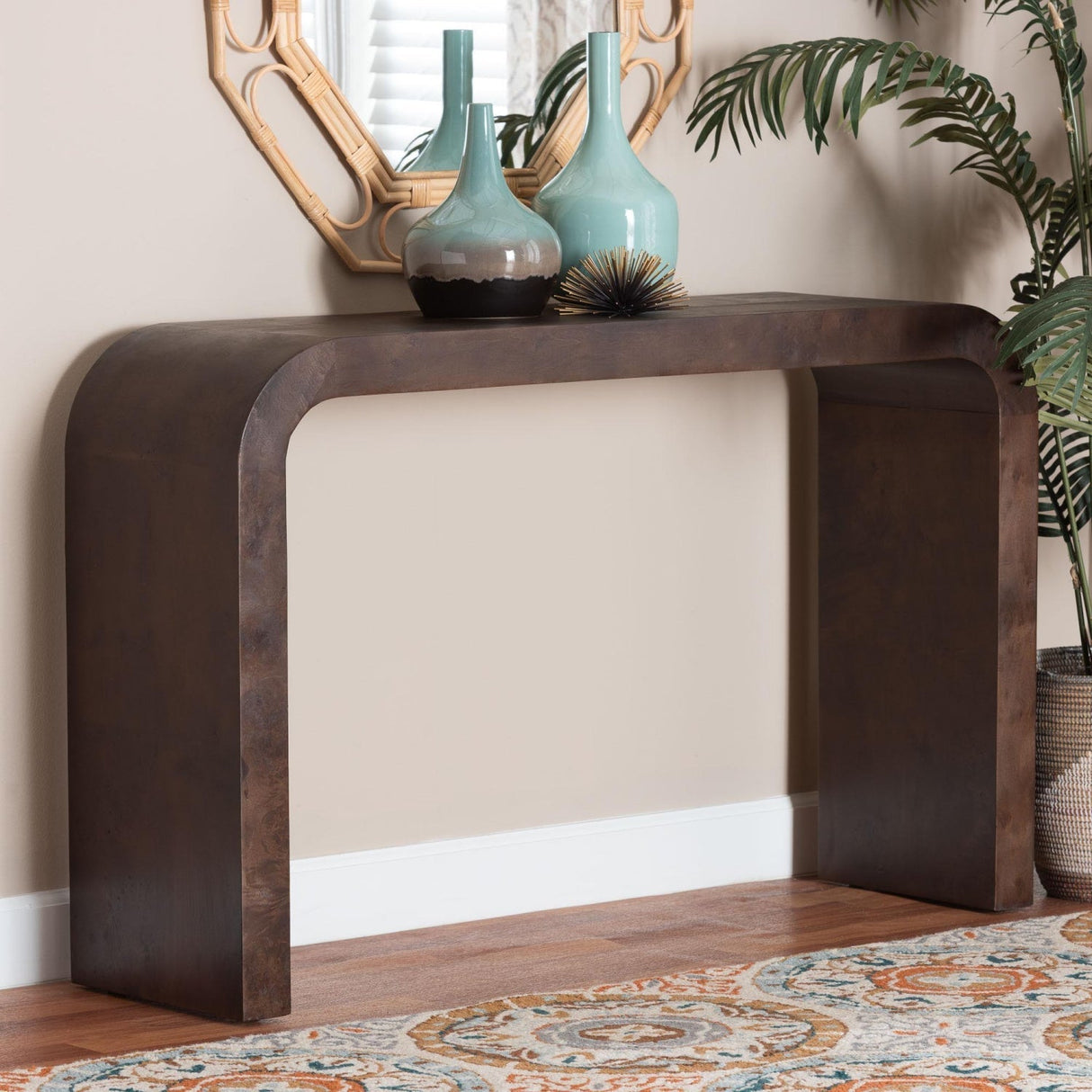 Modern European furniture - Burl Wood Waterfall Console Table - www.oroa.com