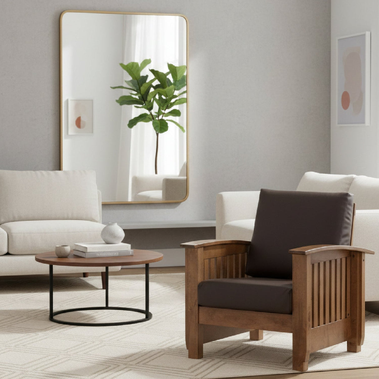 Modern European furniture - Wooden Mission Style Lounge Chair - www.oroa.com
