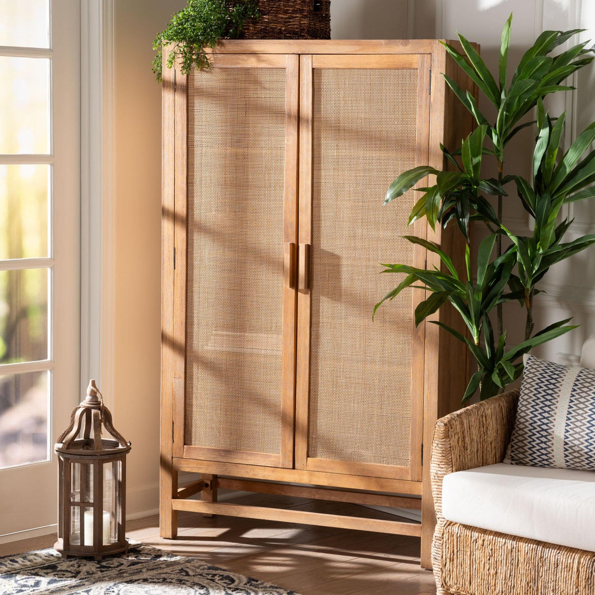 Modern European furniture - 2 Door Rattan Accent Cabinet - www.oroa.com