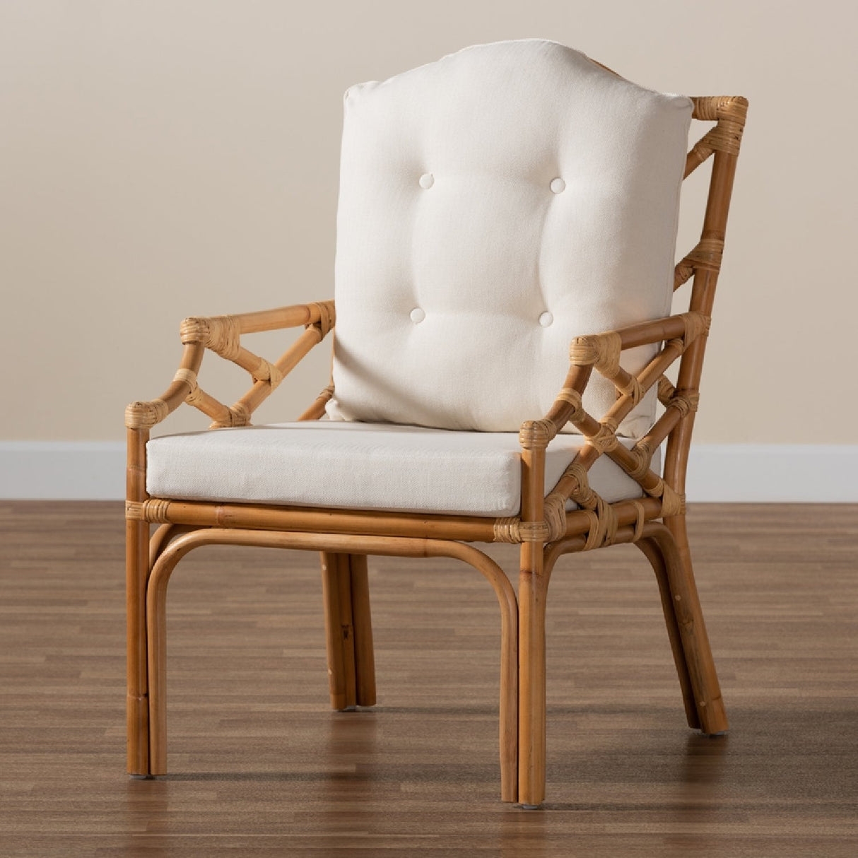 Modern European furniture - Natural Rattan Cushioned Accent Chair - www.oroa.com