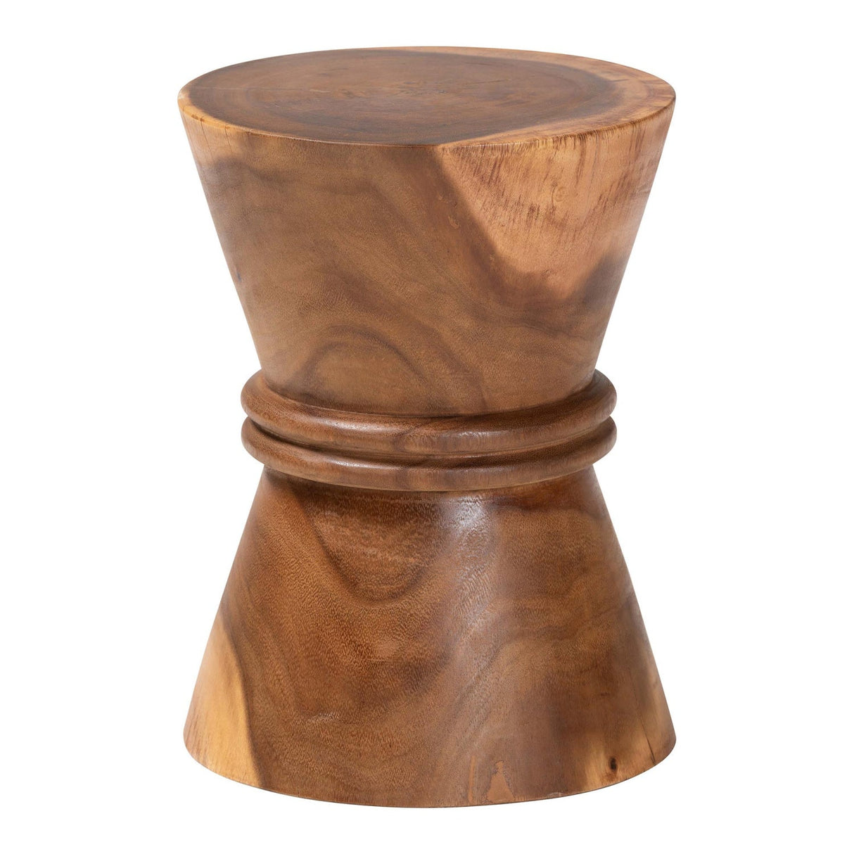 Modern European furniture - Suar Wood Hourglass Side Table - www.oroa.com