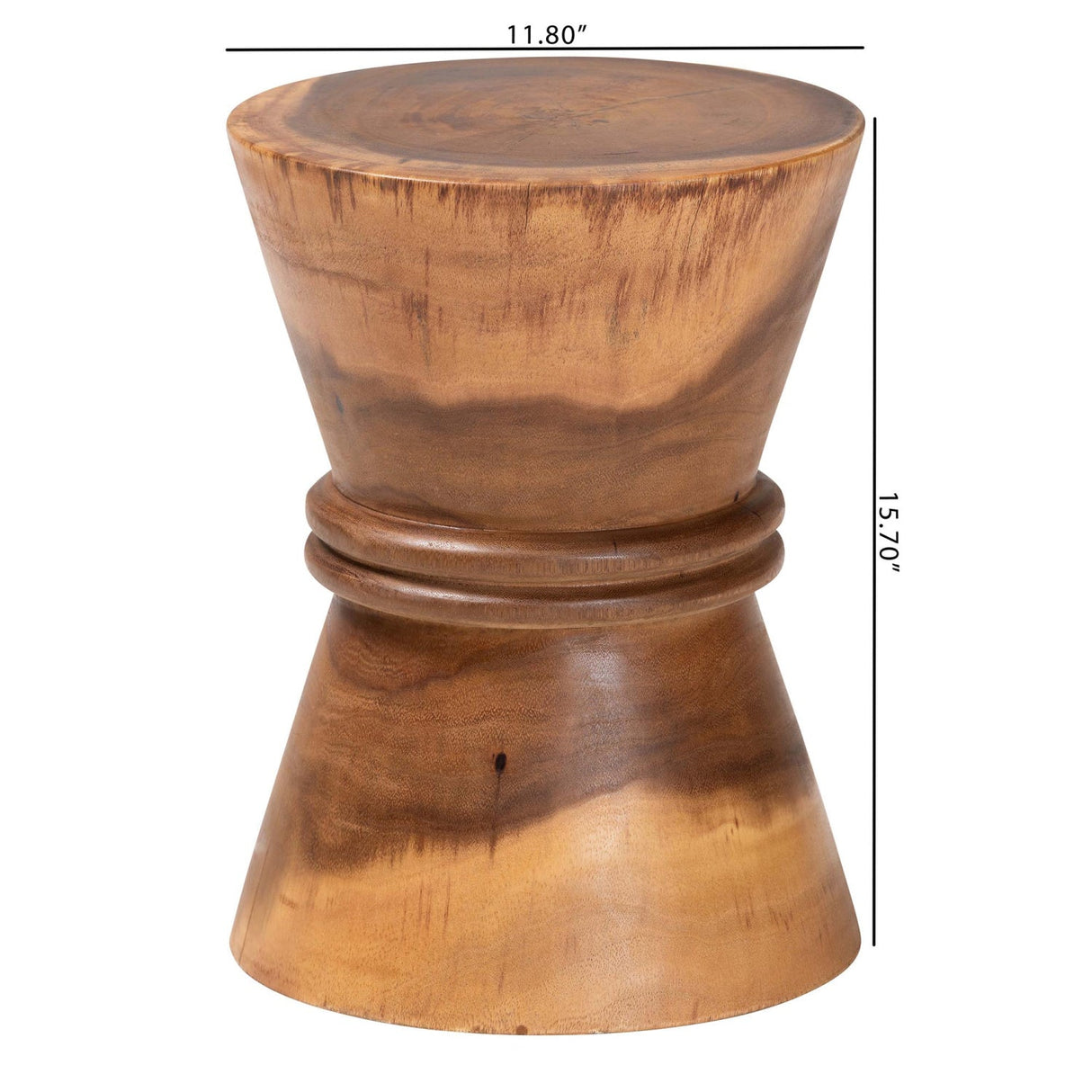 Modern European furniture - Suar Wood Hourglass Side Table - www.oroa.com