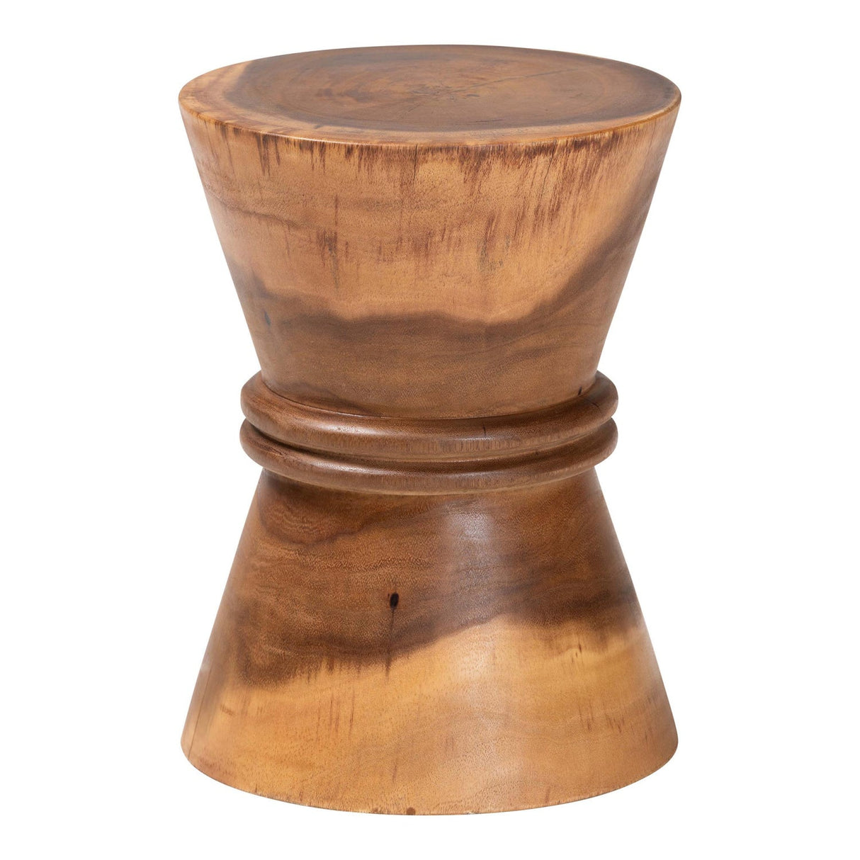 Modern European furniture - Suar Wood Hourglass Side Table - www.oroa.com