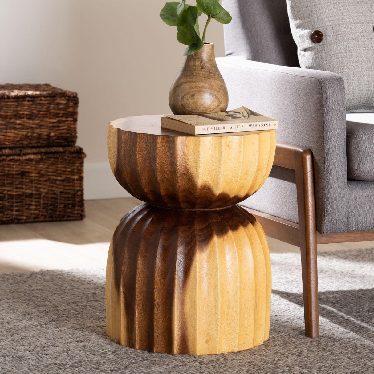 Modern European furniture - Hourglass Wooden Side Table - www.oroa.com