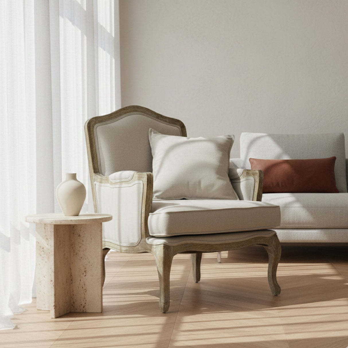 Modern European furniture - Antiqued French Style Accent Chair - www.oroa.com