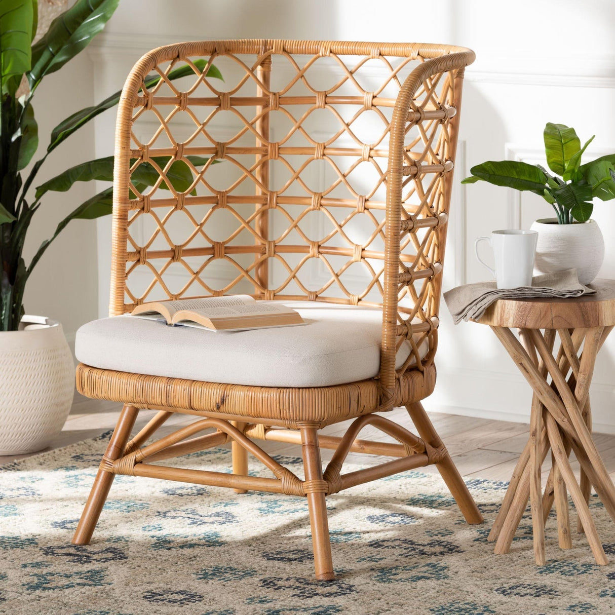 Modern European furniture - Rattan Openwork Tall Accent Chair - www.oroa.com