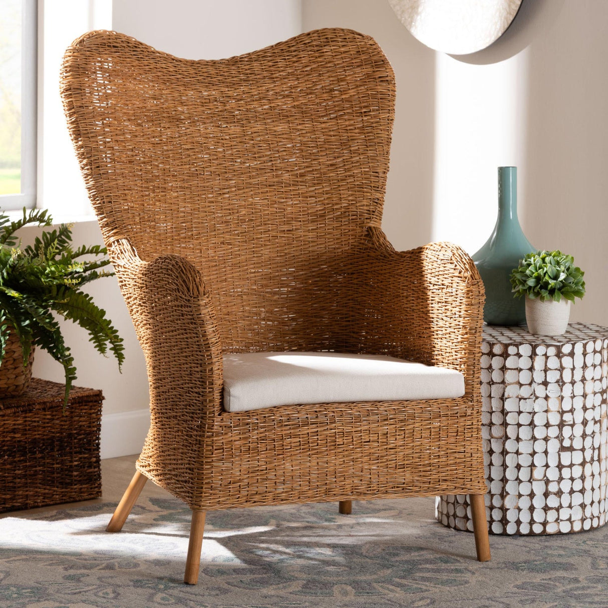 Modern European furniture - Tapered Back Rattan Accent Chair - www.oroa.com