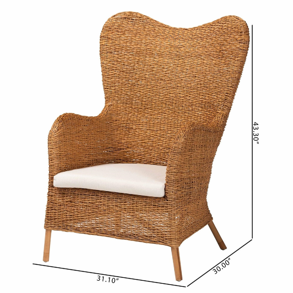 Modern European furniture - Tapered Back Rattan Accent Chair - www.oroa.com