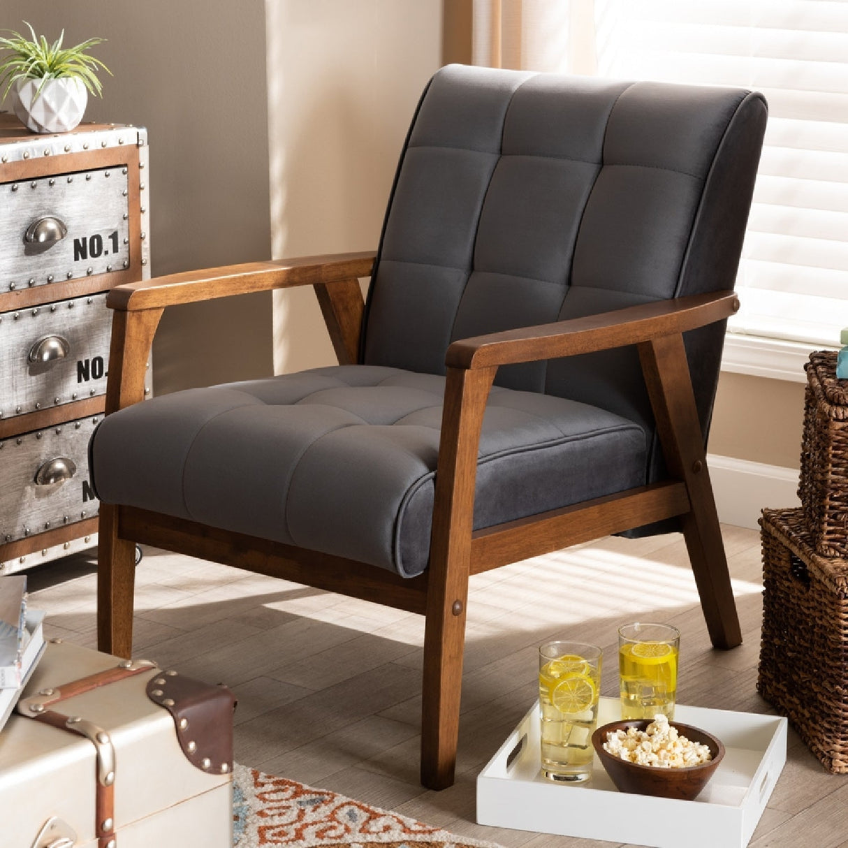 Modern European furniture - Tufted Velvet Accent Chair - www.oroa.com