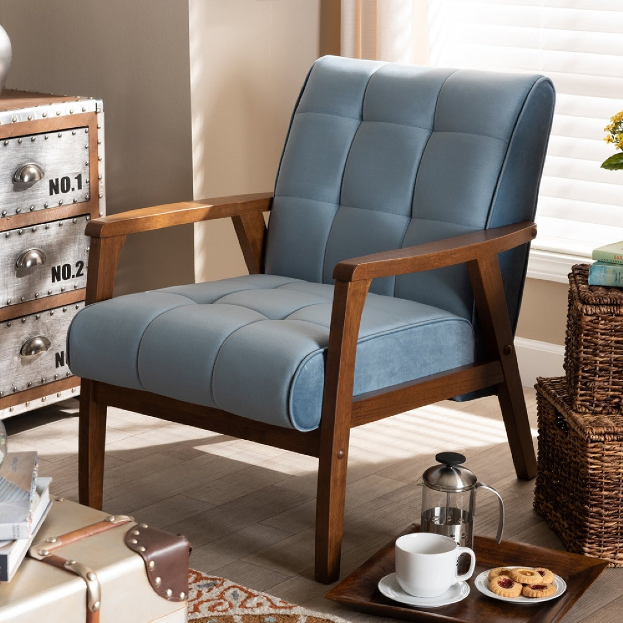 Modern European furniture - Tufted Velvet Accent Chair - www.oroa.com