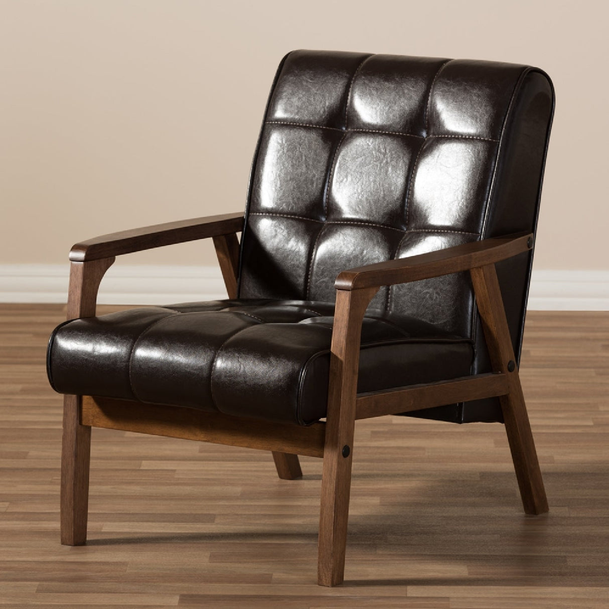 Modern European furniture - Brown Leather Inspired Club Chair - www.oroa.com