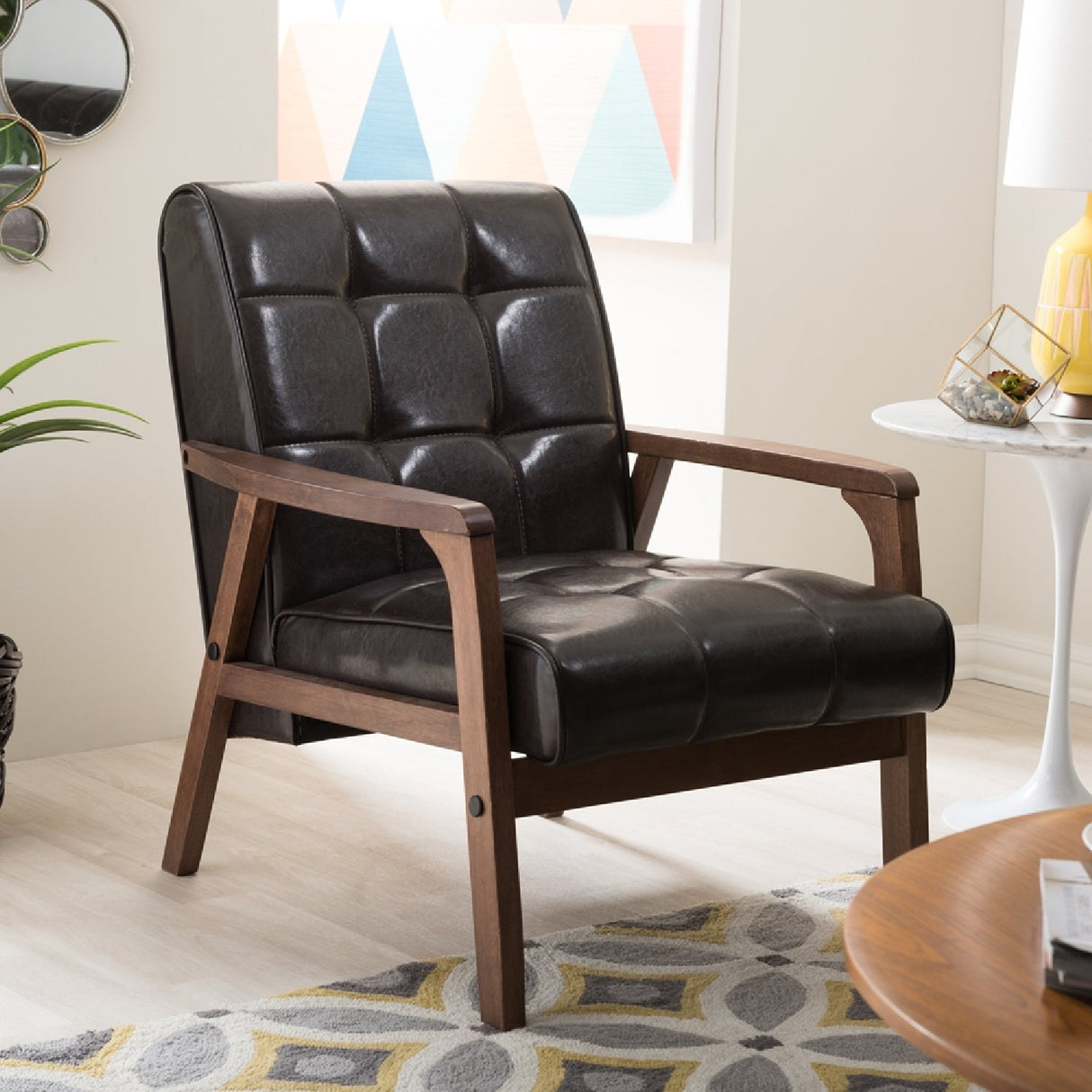 Modern European furniture - Brown Leather Inspired Club Chair - www.oroa.com