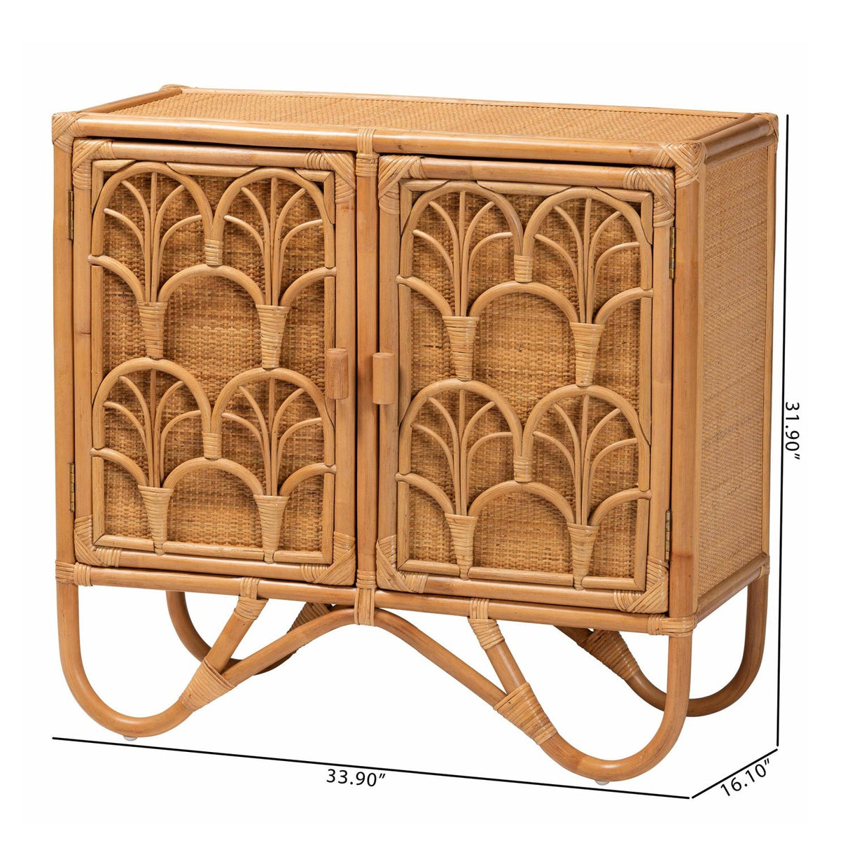 Modern European furniture - Geometrical Rattan 2 Door Cabinet - www.oroa.com