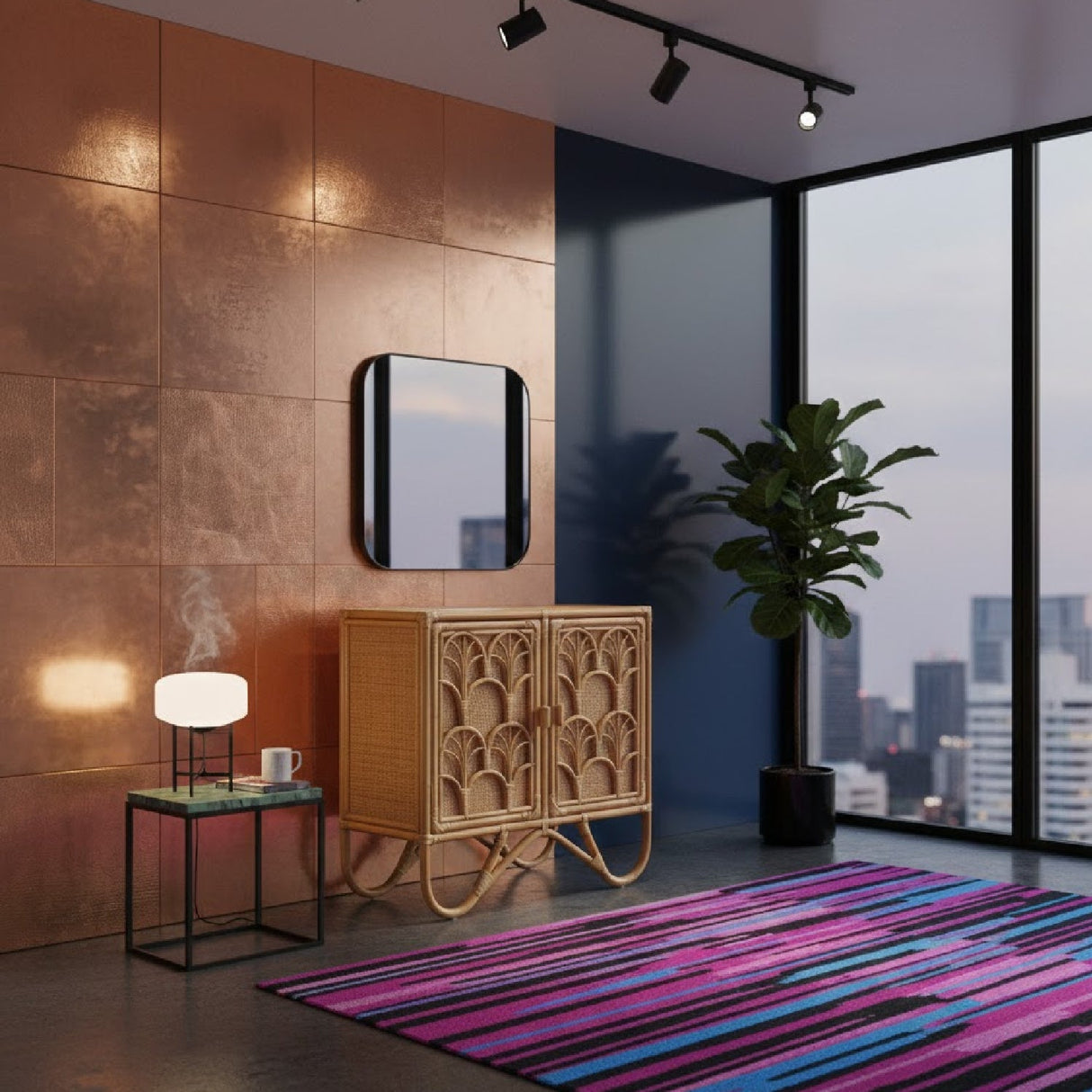 Modern European furniture - Geometrical Rattan 2 Door Cabinet - www.oroa.com