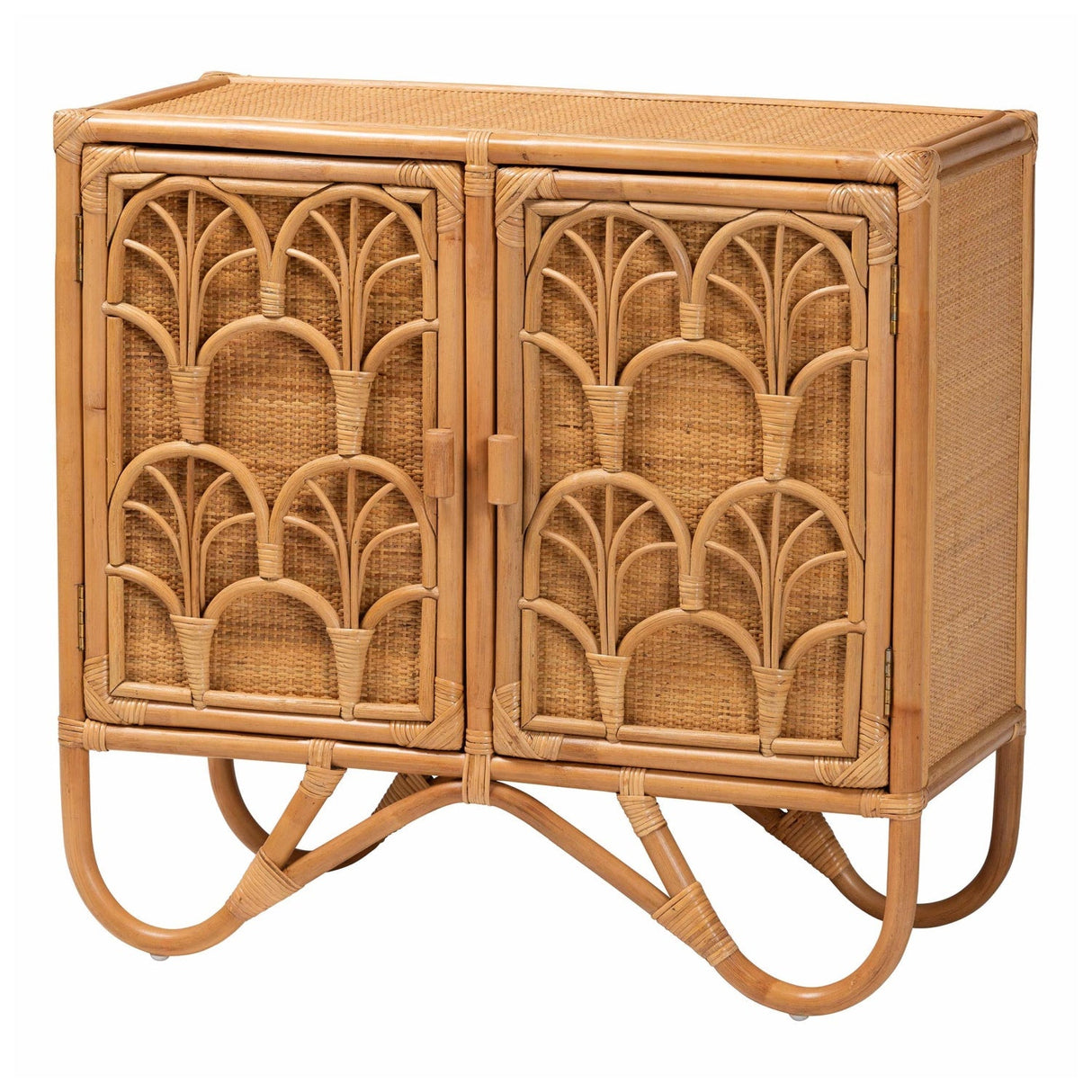 Modern European furniture - Geometrical Rattan 2 Door Cabinet - www.oroa.com