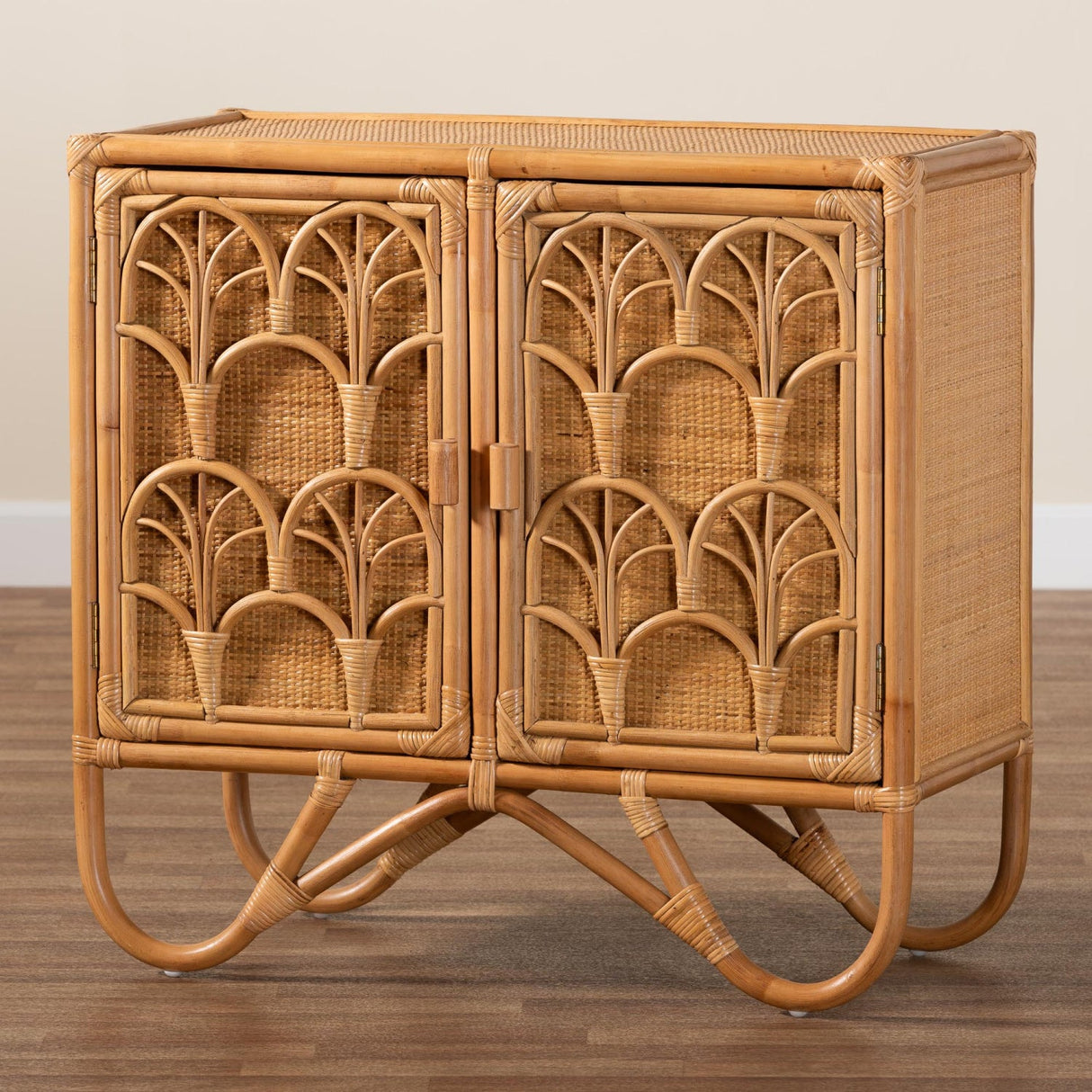 Modern European furniture - Geometrical Rattan 2 Door Cabinet - www.oroa.com