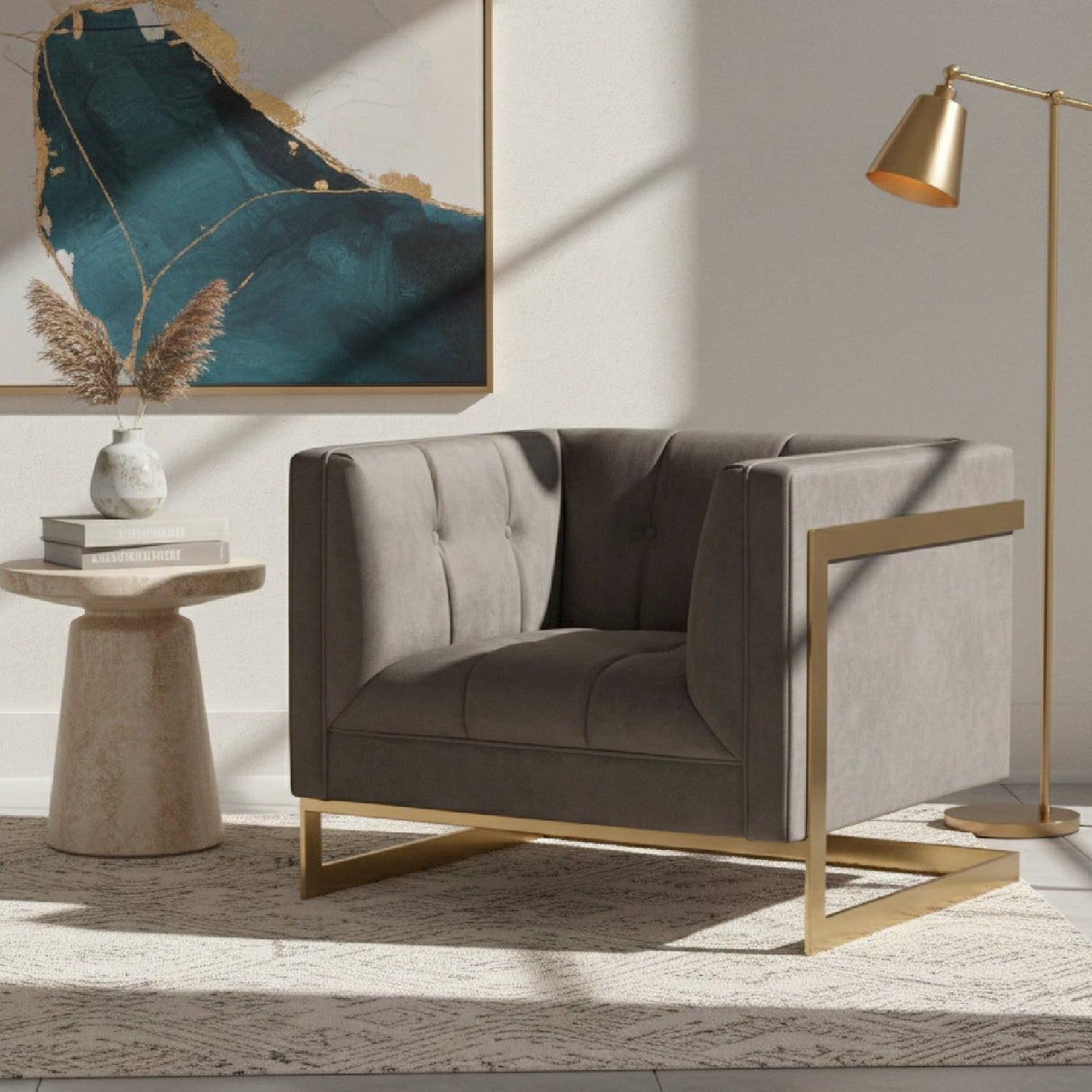 Modern European furniture - Button Tufted Velvet Accent Chair - www.oroa.com