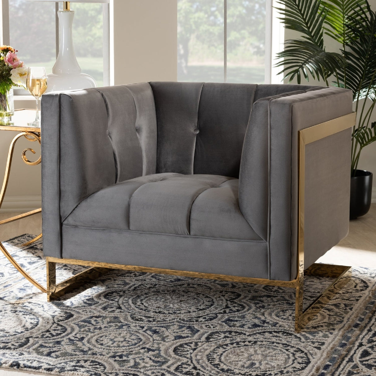 Modern European furniture - Button Tufted Velvet Accent Chair - www.oroa.com