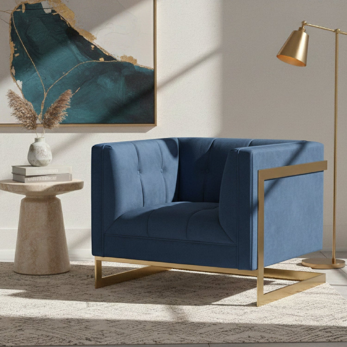 Modern European furniture - Button Tufted Velvet Accent Chair - www.oroa.com