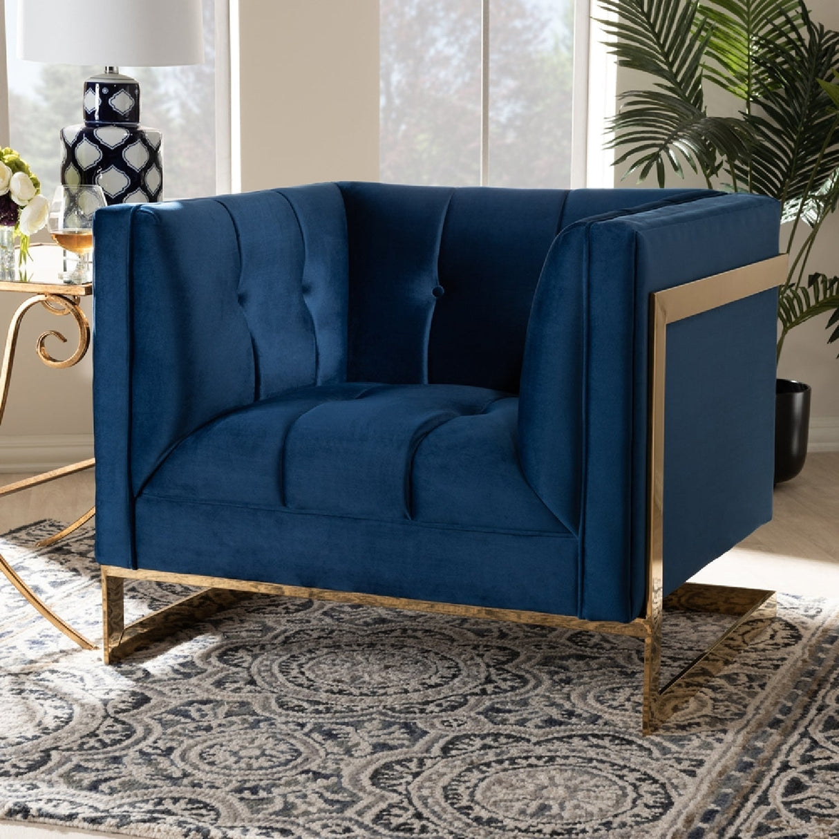 Modern European furniture - Button Tufted Velvet Accent Chair - www.oroa.com