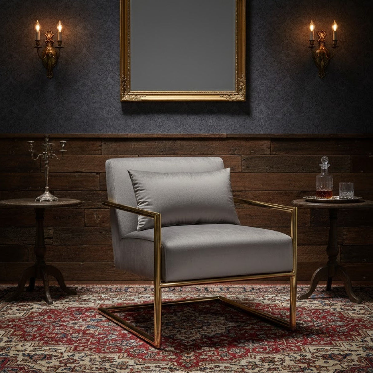Modern European furniture - Velvet Cantilevered Lounge Chair - www.oroa.com