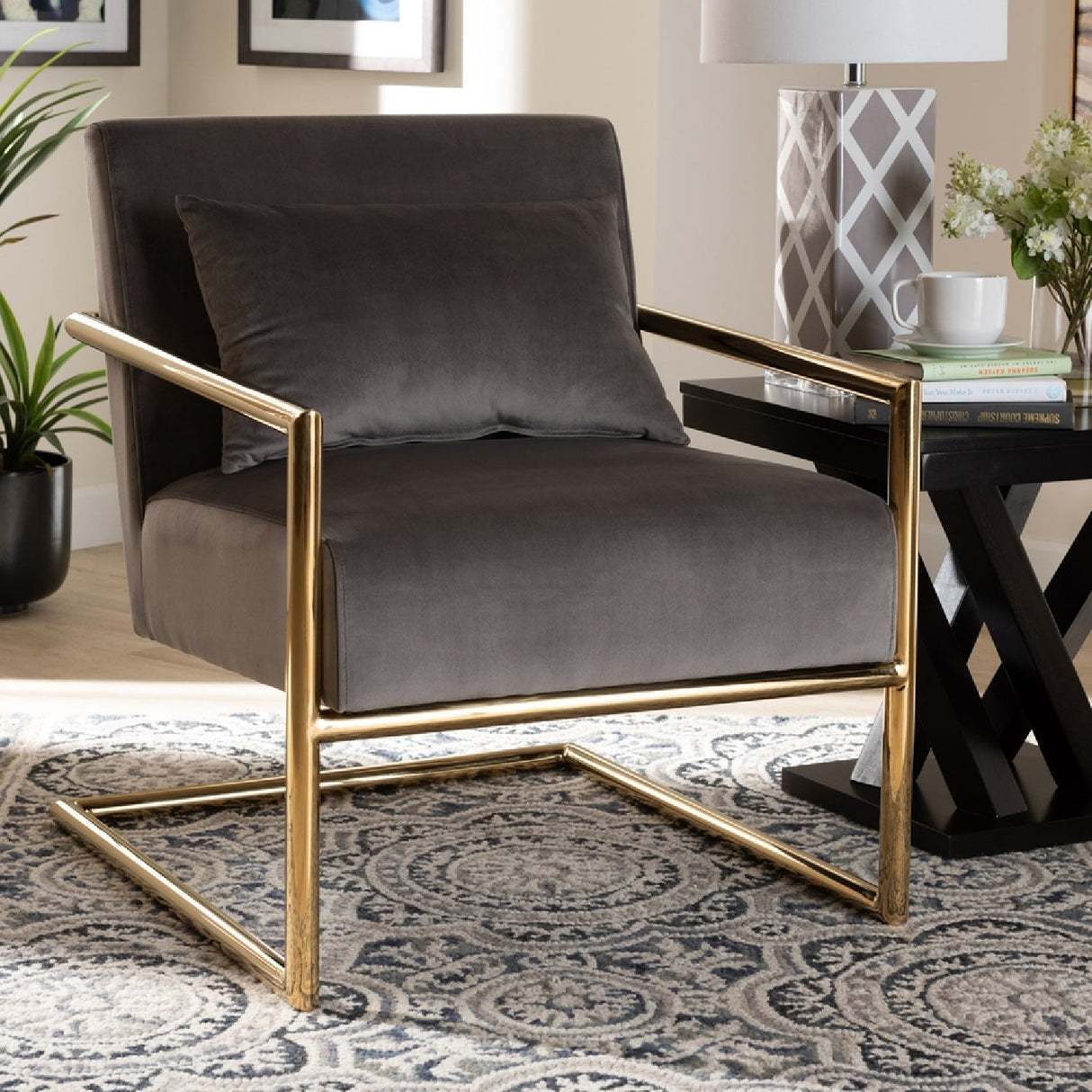 Modern European furniture - Velvet Cantilevered Lounge Chair - www.oroa.com