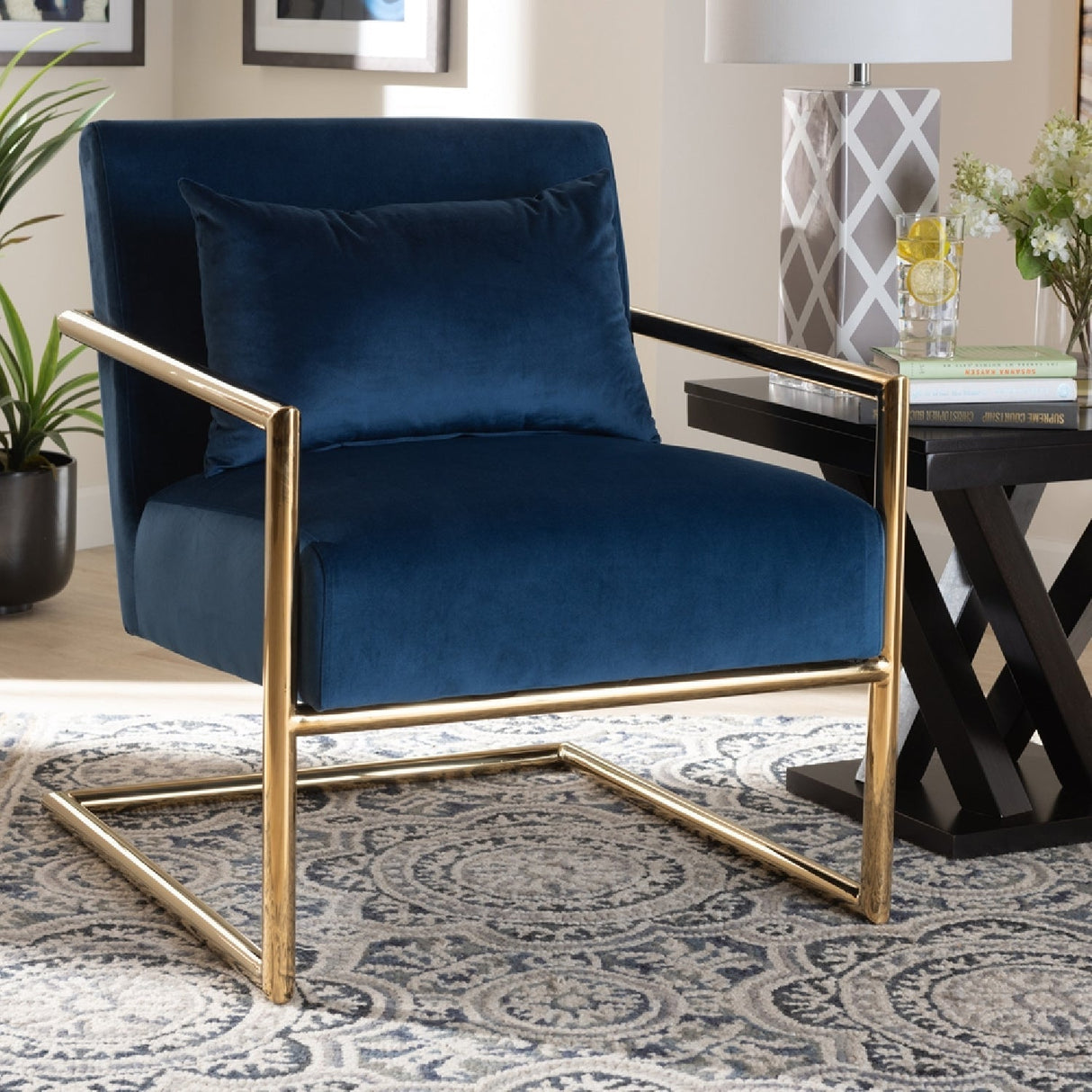 Modern European furniture - Velvet Cantilevered Lounge Chair - www.oroa.com