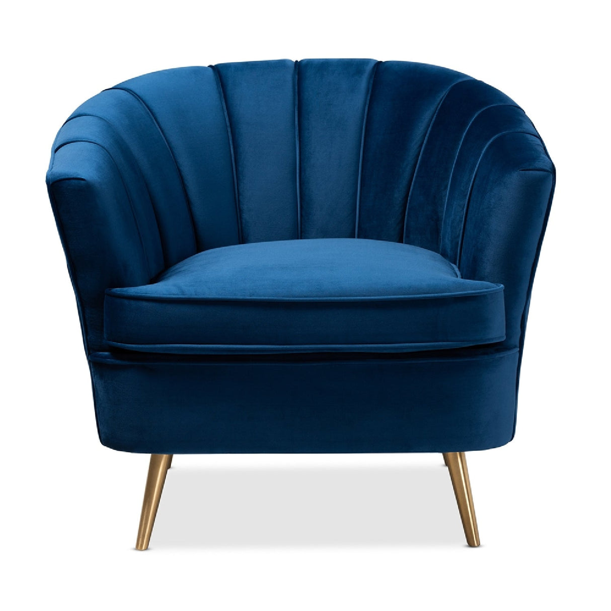 Modern European furniture - Channeled Blue Velvet Accent Chair - www.oroa.com