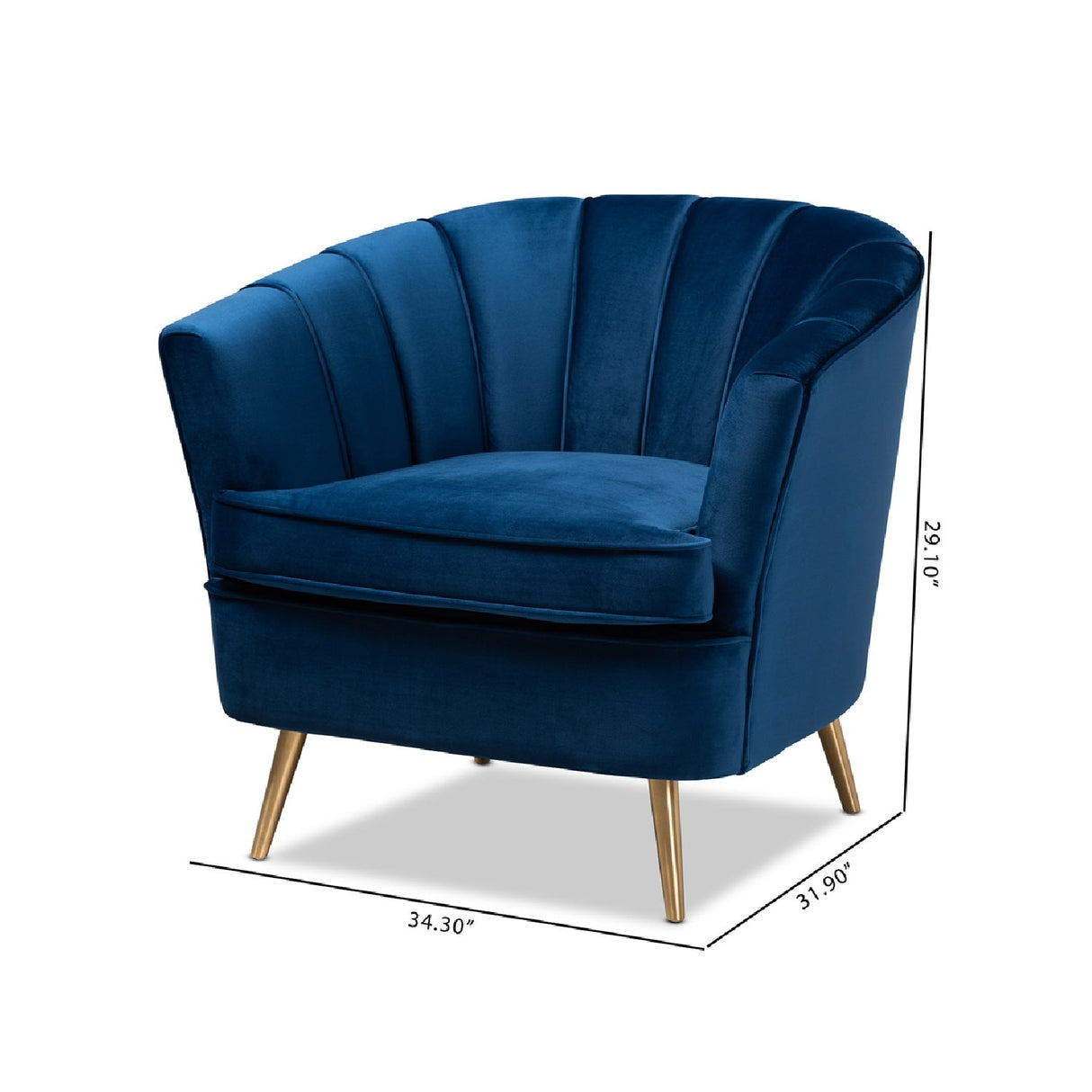 Modern European furniture - Channeled Blue Velvet Accent Chair - www.oroa.com