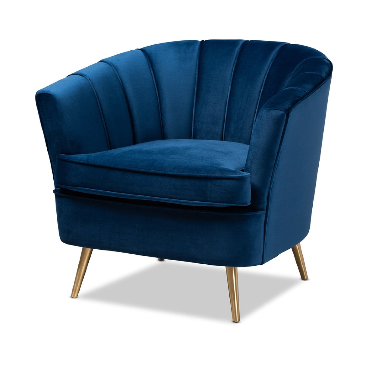 Modern European furniture - Channeled Blue Velvet Accent Chair - www.oroa.com