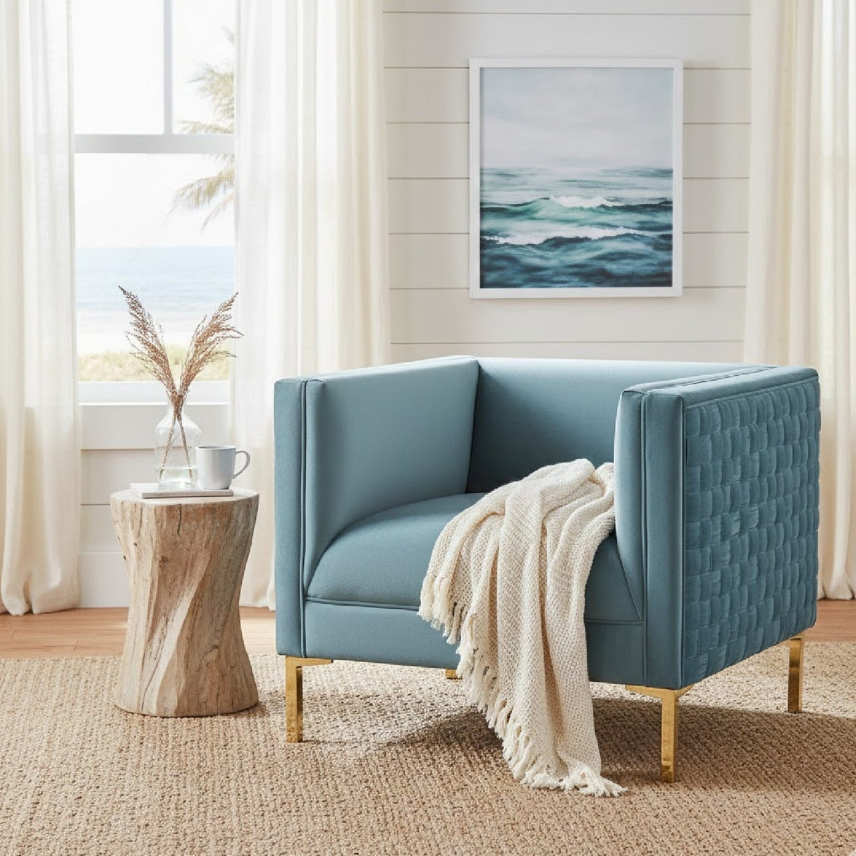 Modern European furniture - Woven Velvet Accent Chair - www.oroa.com