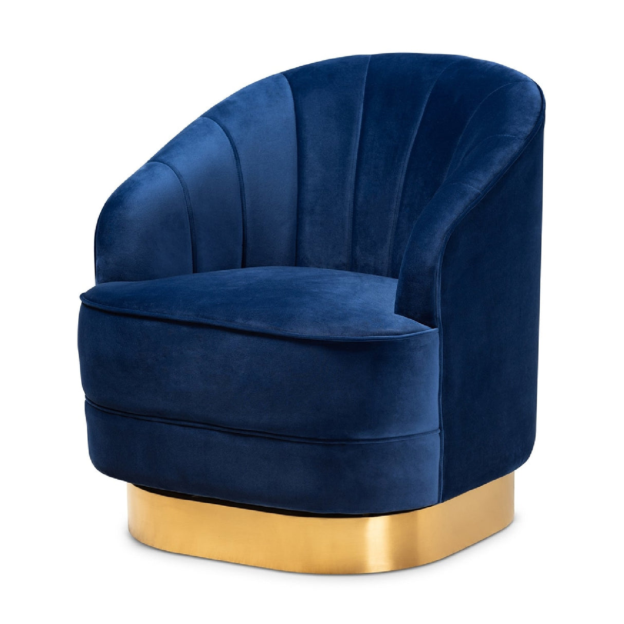Modern European furniture - Blue Vevet Swivel Accent Chair - www.oroa.com