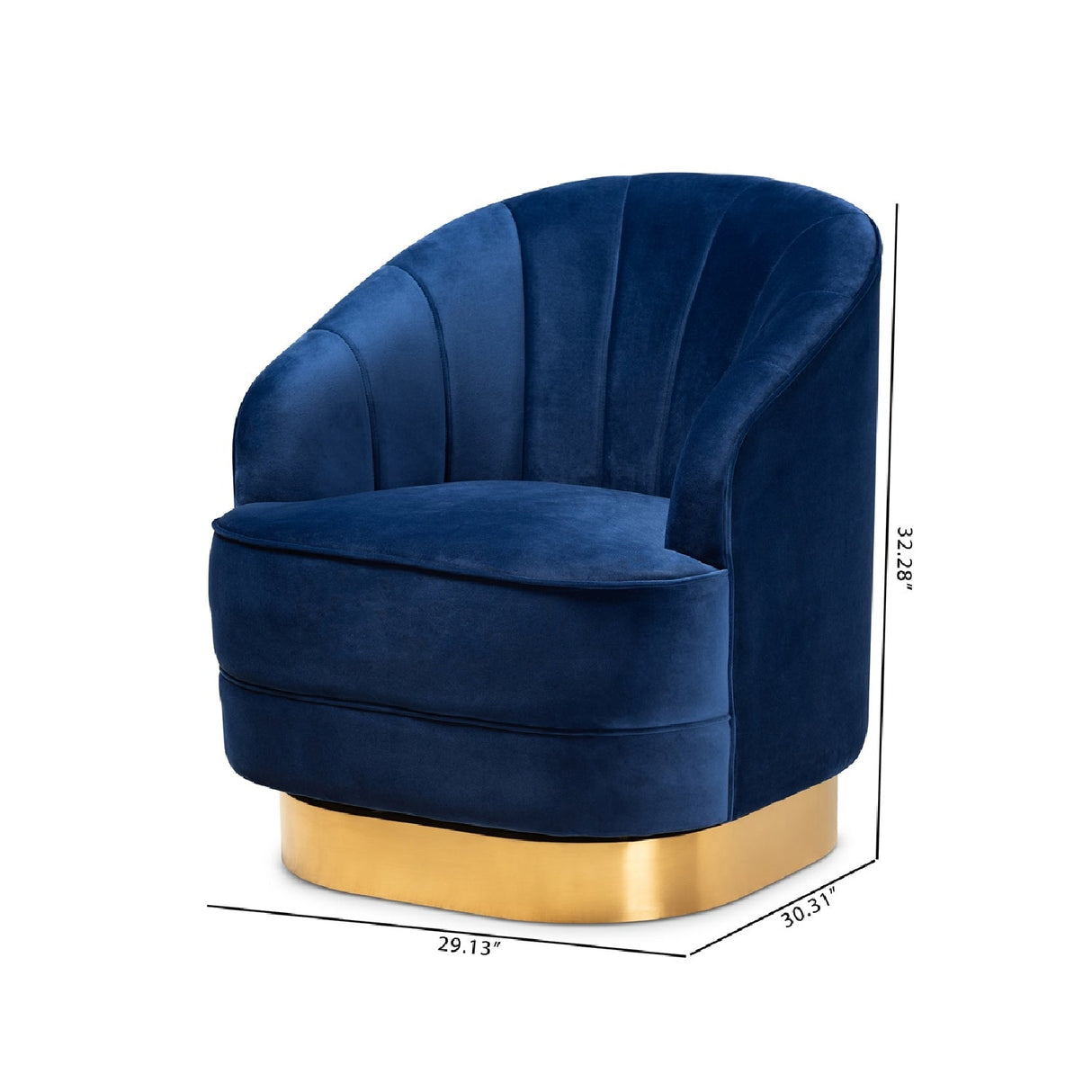 Modern European furniture - Blue Vevet Swivel Accent Chair - www.oroa.com