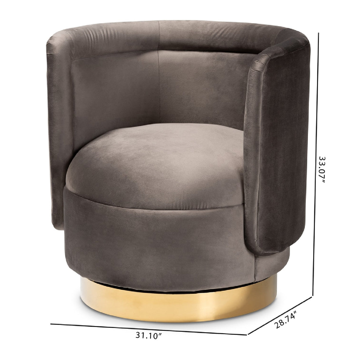 Velvet Curved Swivel Chair | Bali Loom Saffi | Oroa.com