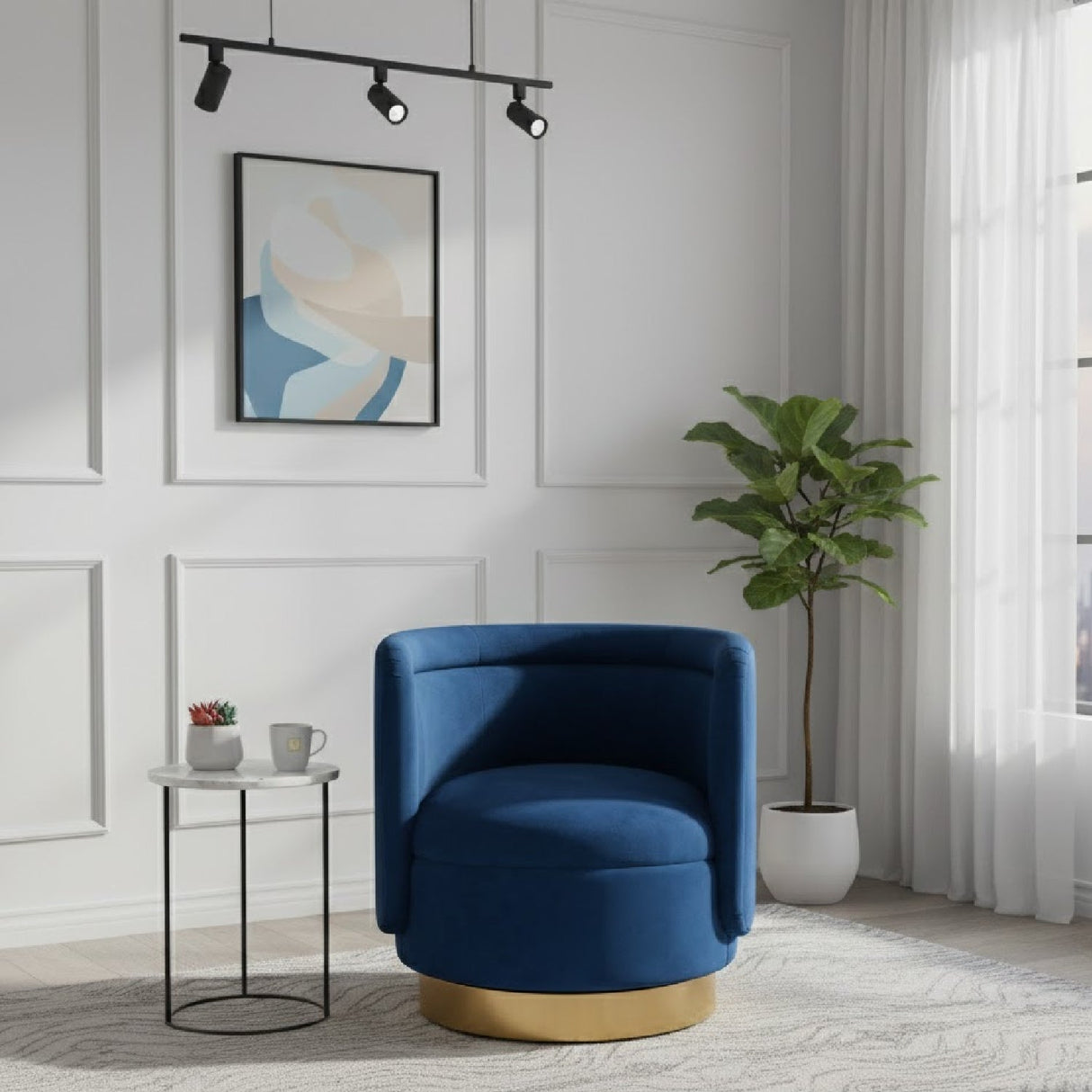 Modern European furniture - Velvet Curved Swivel Chair - www.oroa.com