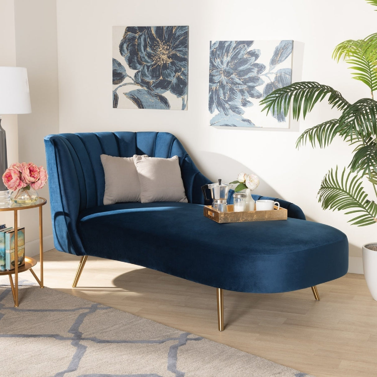 Modern European furniture - Blue Velvet Chaise - www.oroa.com