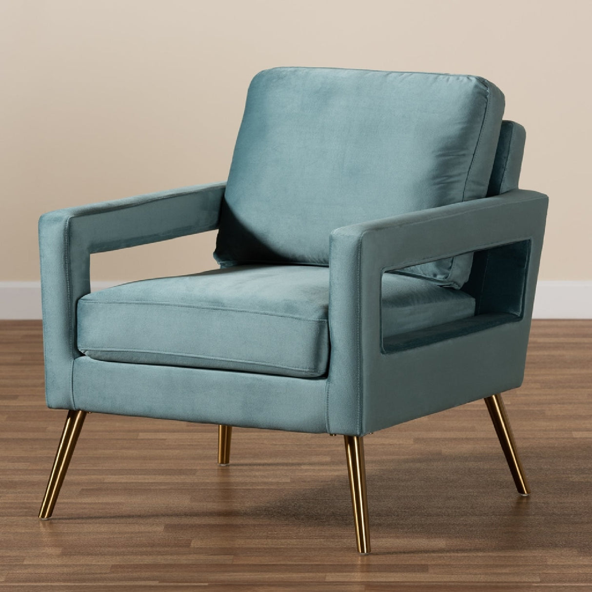 Velvet Open Armed Accent Chair | Bali Loom Leland | Oroa.com