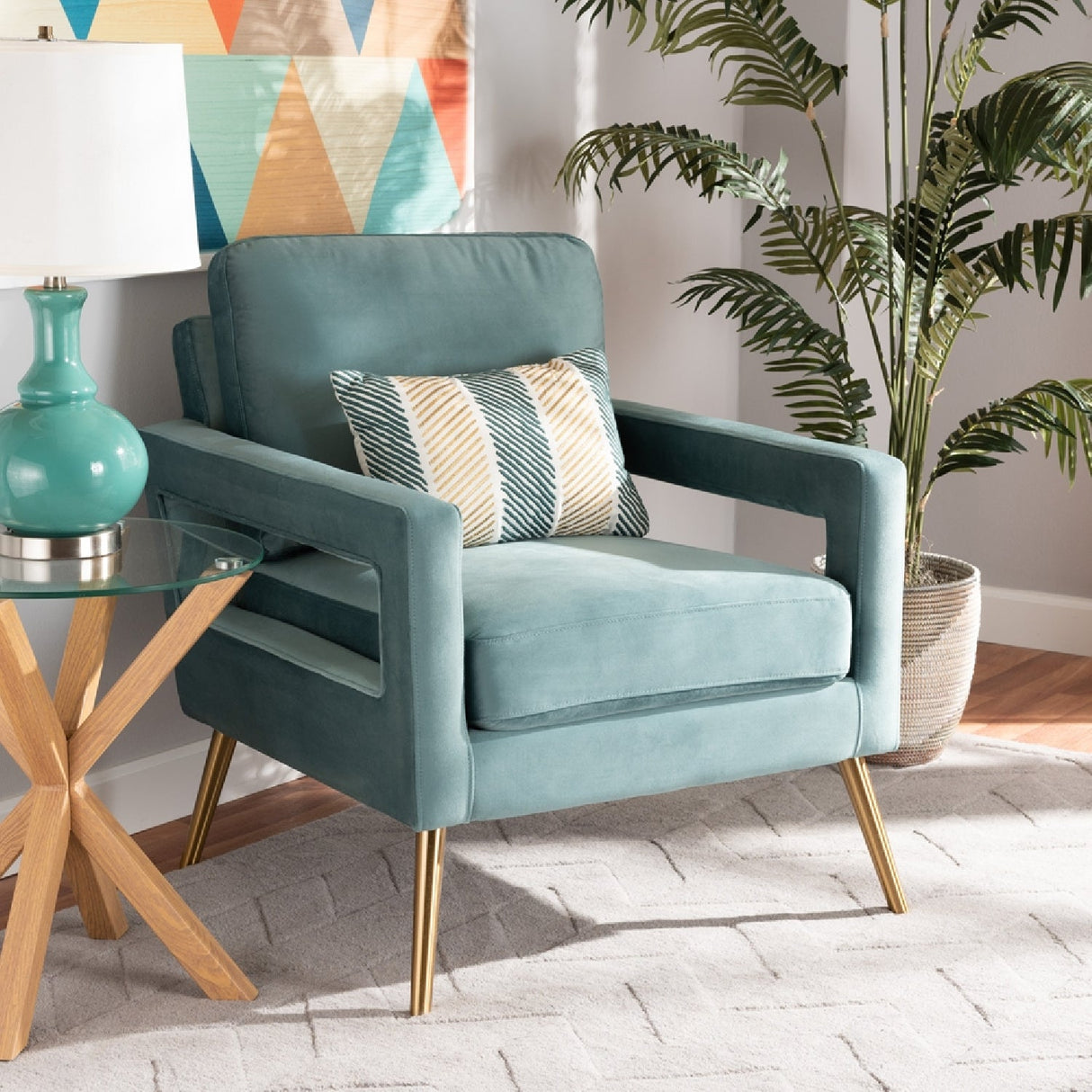 Modern European furniture - Velvet Open Armed Accent Chair - www.oroa.com