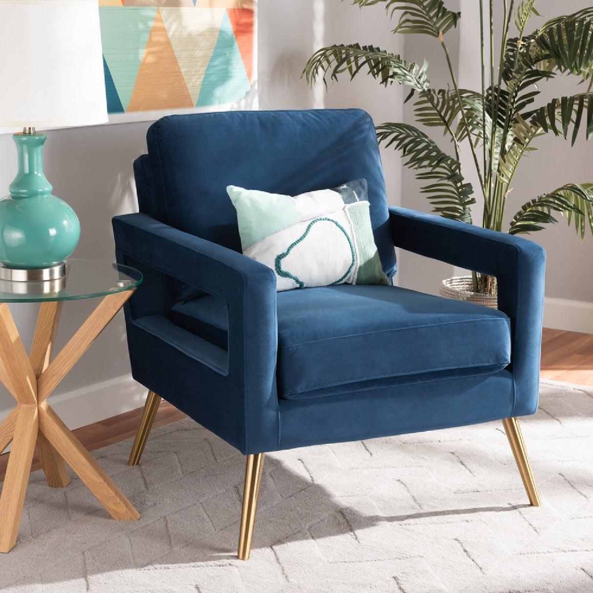 Velvet Open Armed Accent Chair | Bali Loom Leland | Oroa.com