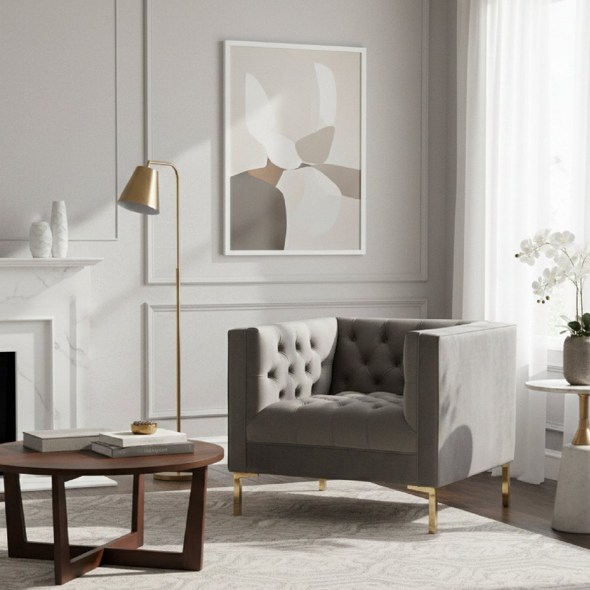 Modern European furniture - Button Tufted Velvet Lounge Chair - www.oroa.com
