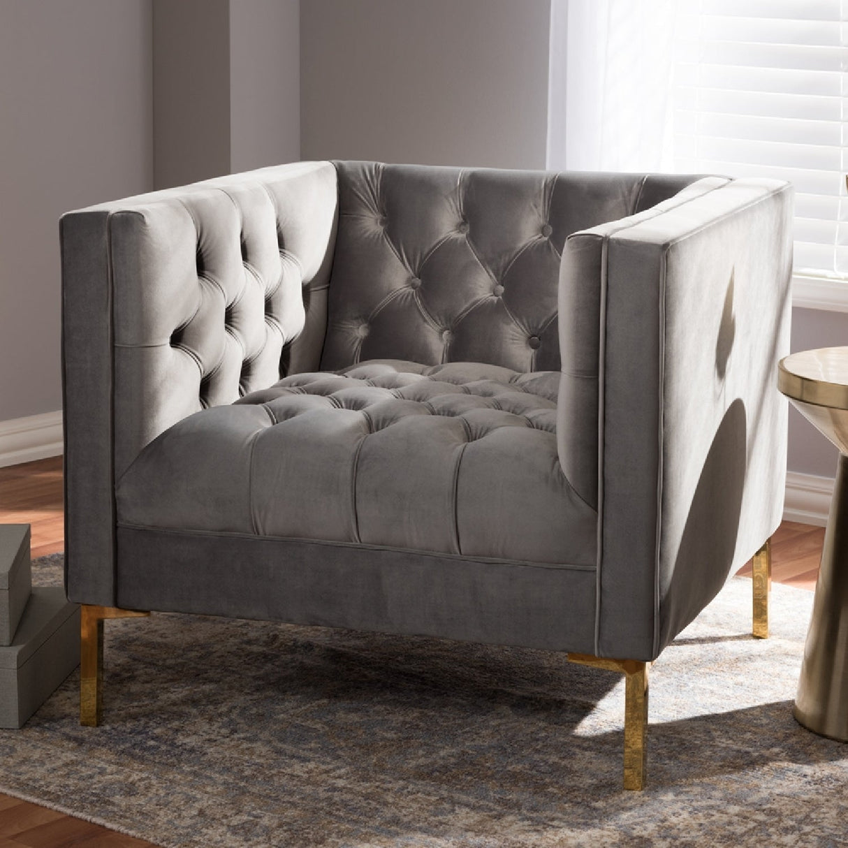 Modern European furniture - Button Tufted Velvet Lounge Chair - www.oroa.com