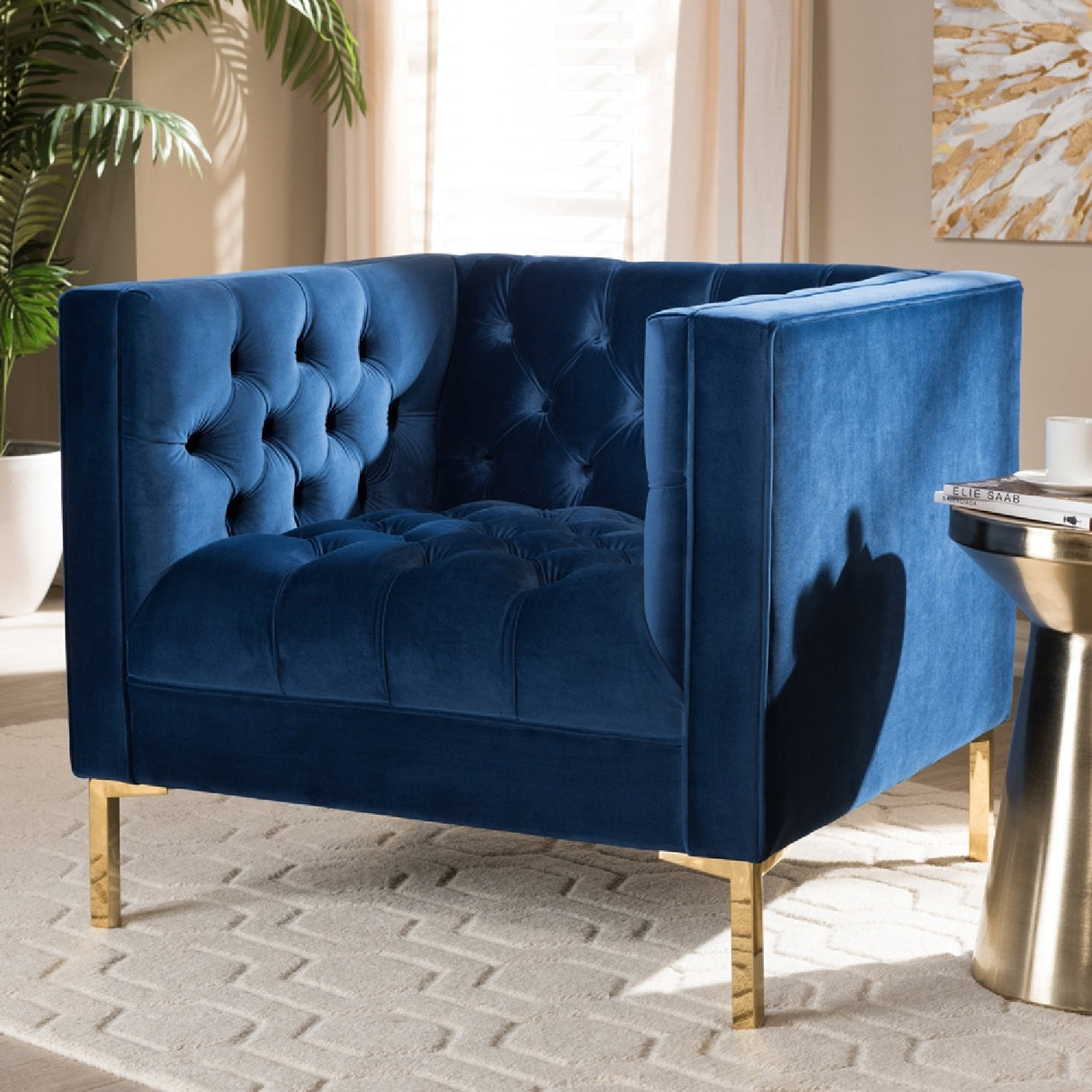 Modern European furniture - Button Tufted Velvet Lounge Chair - www.oroa.com